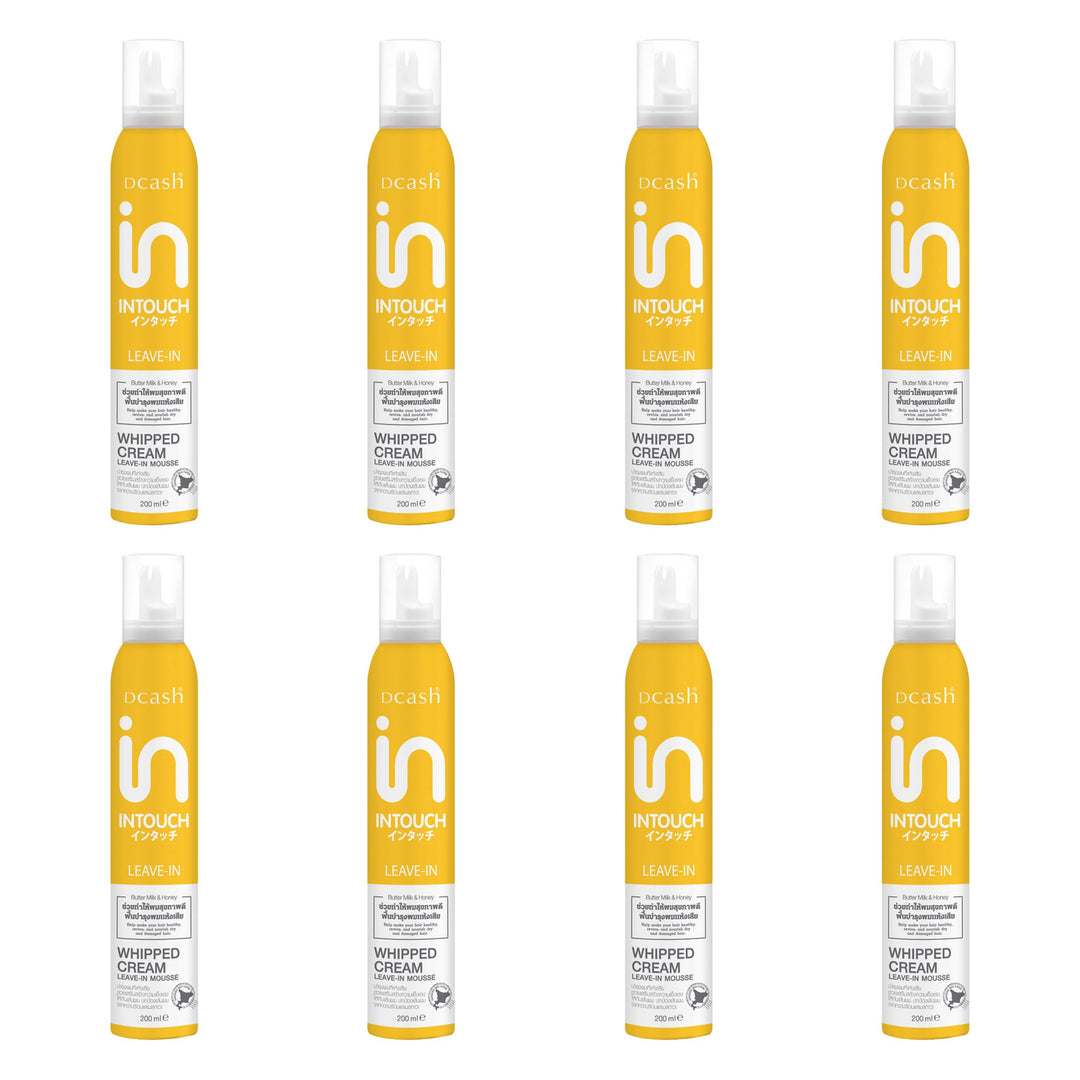 Dcash Intouch Butter Milk & Honey Whipped Cream Leave In Mousse 200 ml | 8 Packs — 8 identical retail packages on a white background