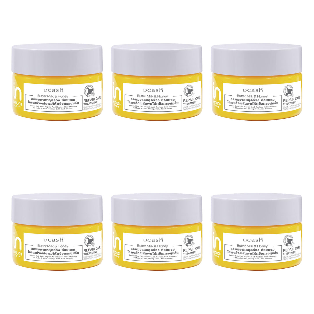 Dcash Intouch Butter Milk & Honey Repair Care Treatment 50/250/450 ml | 6 Packs — 6 identical retail packages on a white background