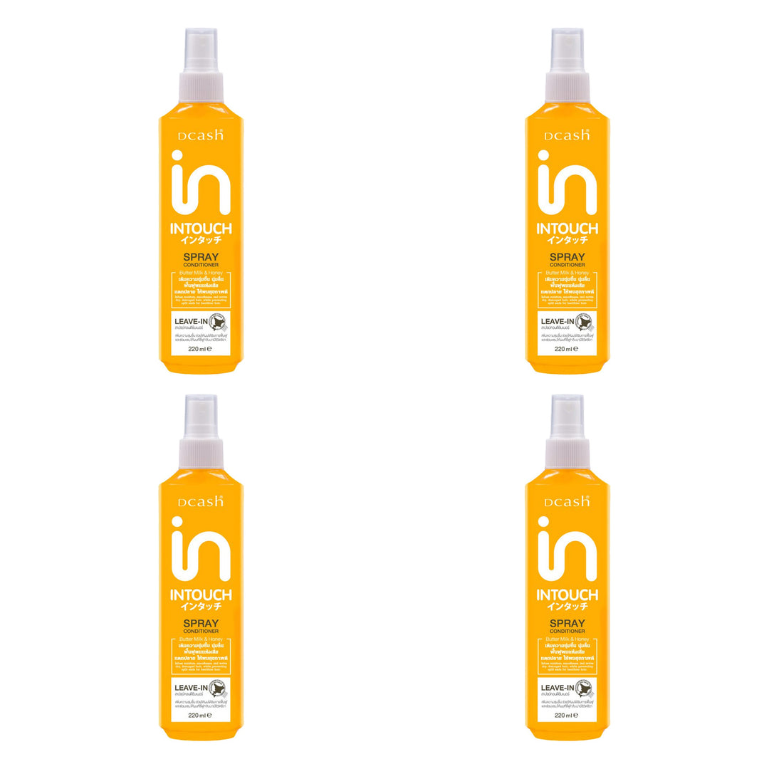 Dcash Intouch Butter Milk & Honey Spray Conditioner 220 ml | 4 Packs — 4 identical retail packages on a white background