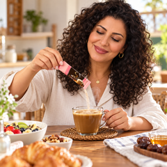 Person preparing CHAMÉ Collagen CLA coffee