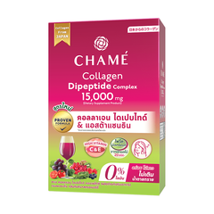 CHAMÉ dipeptide: authentic retail packaging on white, square packshot