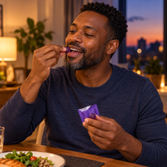 CHAMÉ night-gummy customer using product, lifestyle image 2