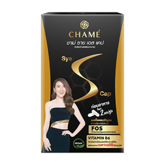 CHAMÉ s-cap: authentic retail packaging on white, square packshot
