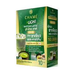 Original CHAMÉ Uchi Matcha Latte 10 sachet retail box centered on white