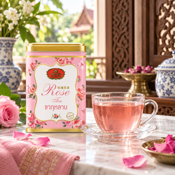ChaTraMue Rose Tea Original – 10 Tea Bags per Tin – lifestyle