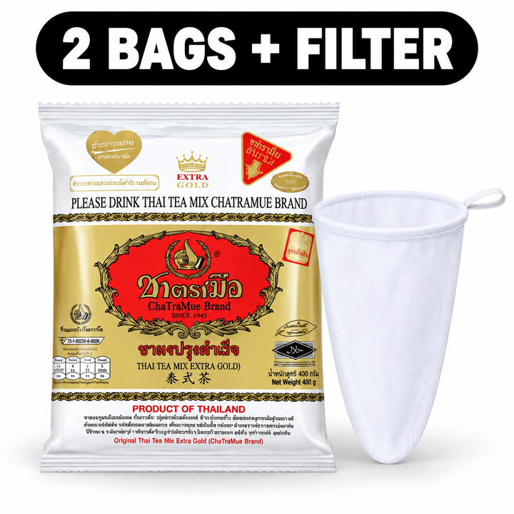 ChaTraMue Thai Tea Extra Gold 400g – 2 Bags + Filter – cover