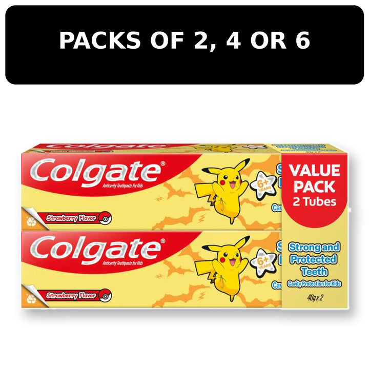 Colgate Kids Pokémon Strawberry 40g – packs of 2, 4 or 6