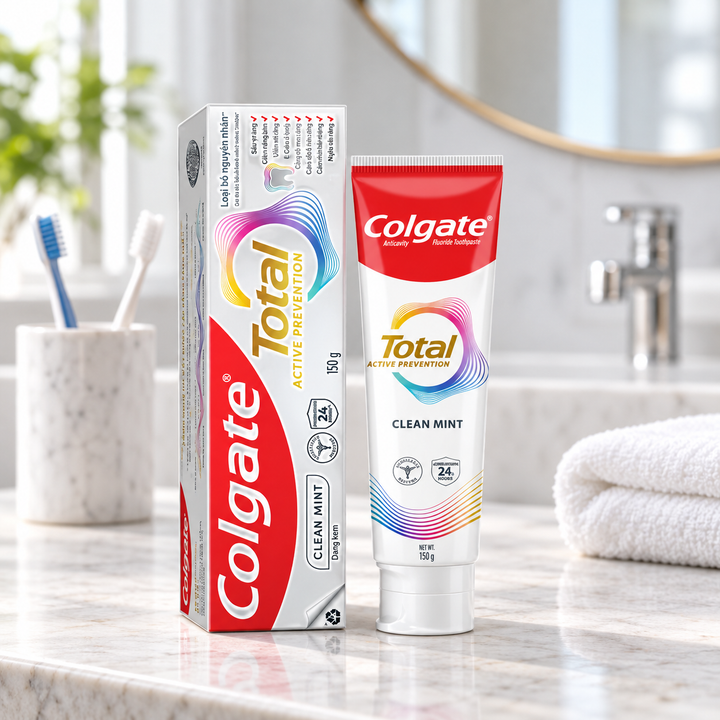 Colgate Total Active Prevention+ Clean Gel Toothpaste 150g — lifestyle image 1
