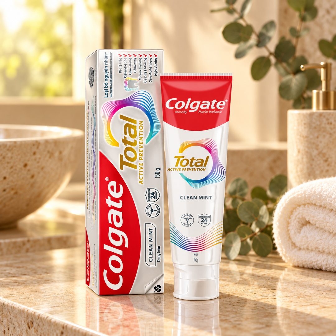 Colgate Total Active Prevention+ Clean Gel Toothpaste 150g — lifestyle image 2