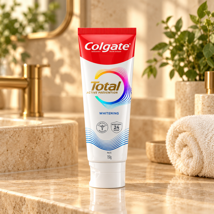 Colgate Total Active Prevention+ Whitening Toothpaste 150g — lifestyle image 2