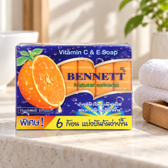 Bennett Natural Extracts Vitamin C & E Travel Mini Soap — 6 × 25 g mini-soap retail box — bathroom setting