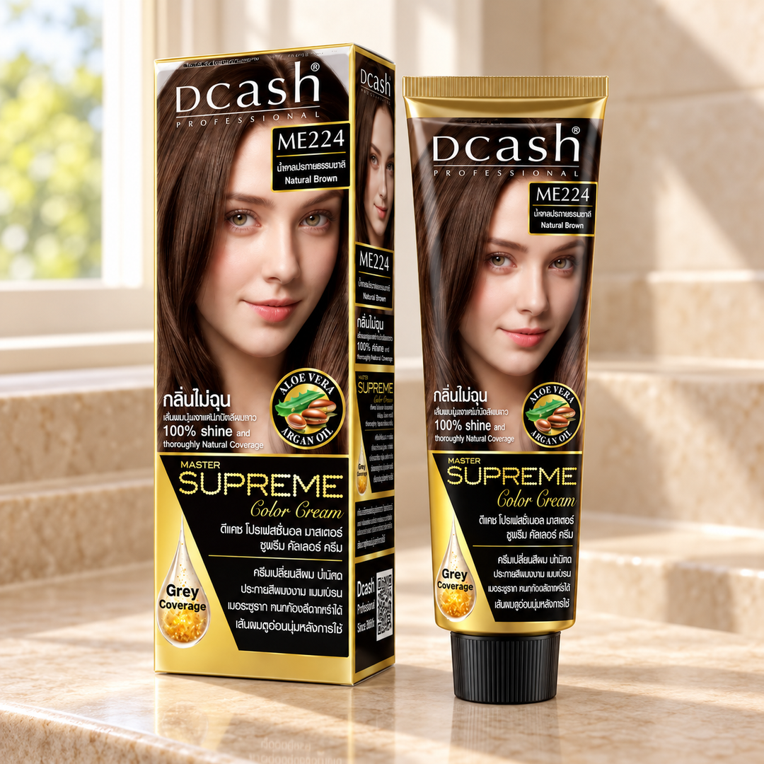 Dcash Master Supreme Color Cream ME224 box and tube on vanity
