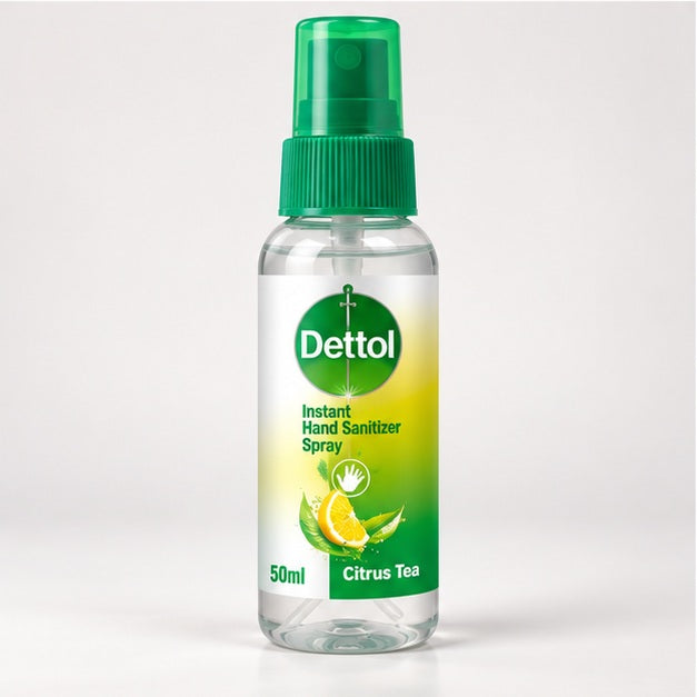 Dettol Hand Sanitizer Spray Citrus Tea + Vitamin E 50 ml — 3, 6, 9 or 12 Bottles — detail
