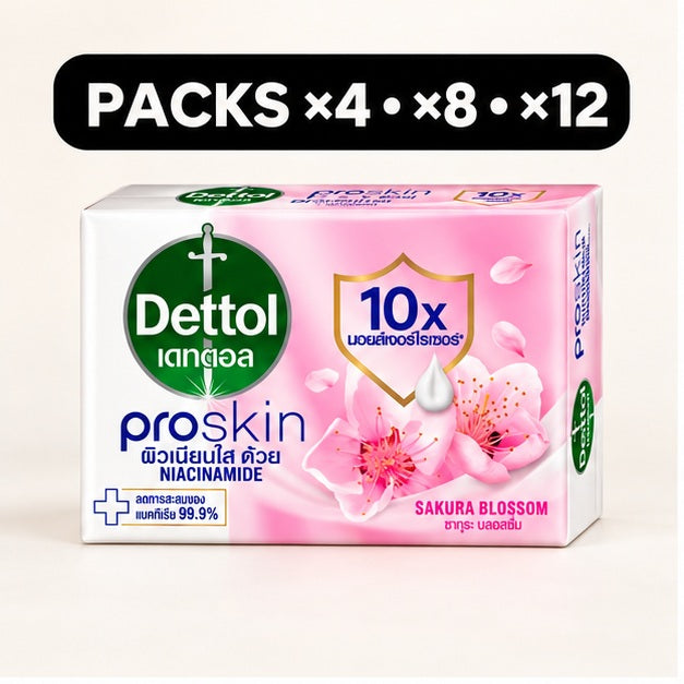 Dettol Proskin Replenishing Sakura Blossom Antibacterial Soap 105 g — 4, 8 or 12 Bars — cover