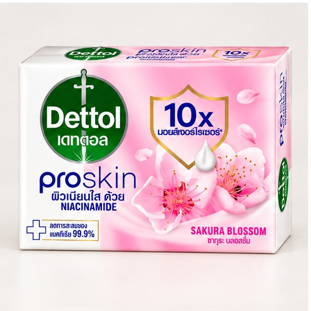 Dettol Proskin Replenishing Sakura Blossom Antibacterial Soap 105 g — 4, 8 or 12 Bars — detail