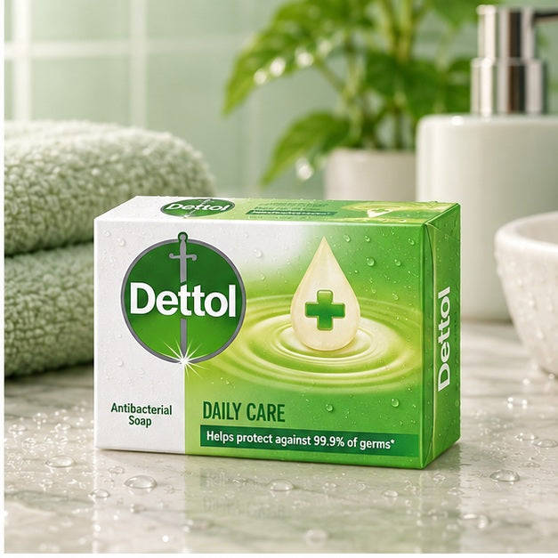Dettol Daily Care Antibacterial Bar Soap 65 g — 4, 8 or 12 Bars — lifestyle