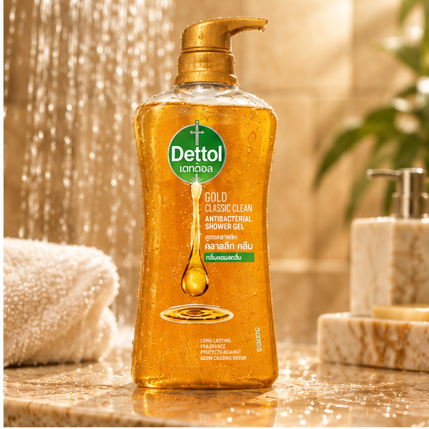 Dettol Gold Classic Clean Antibacterial Shower Gel 480 g pack of 2 — lifestyle