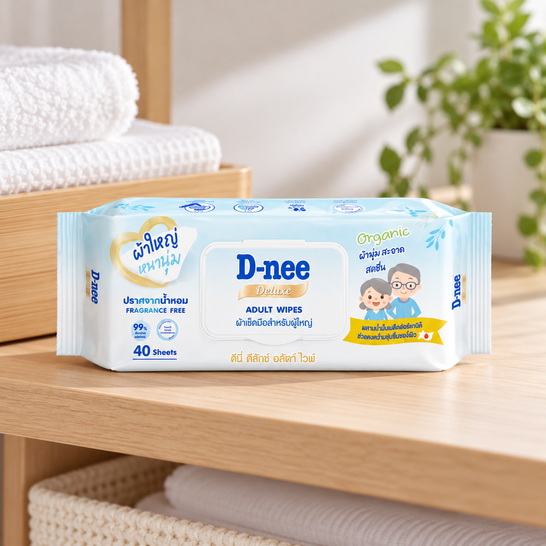 D-nee Deluxe Adult Wipes — 40 Sheets — supporting product photograph; see selected option and pack quantity