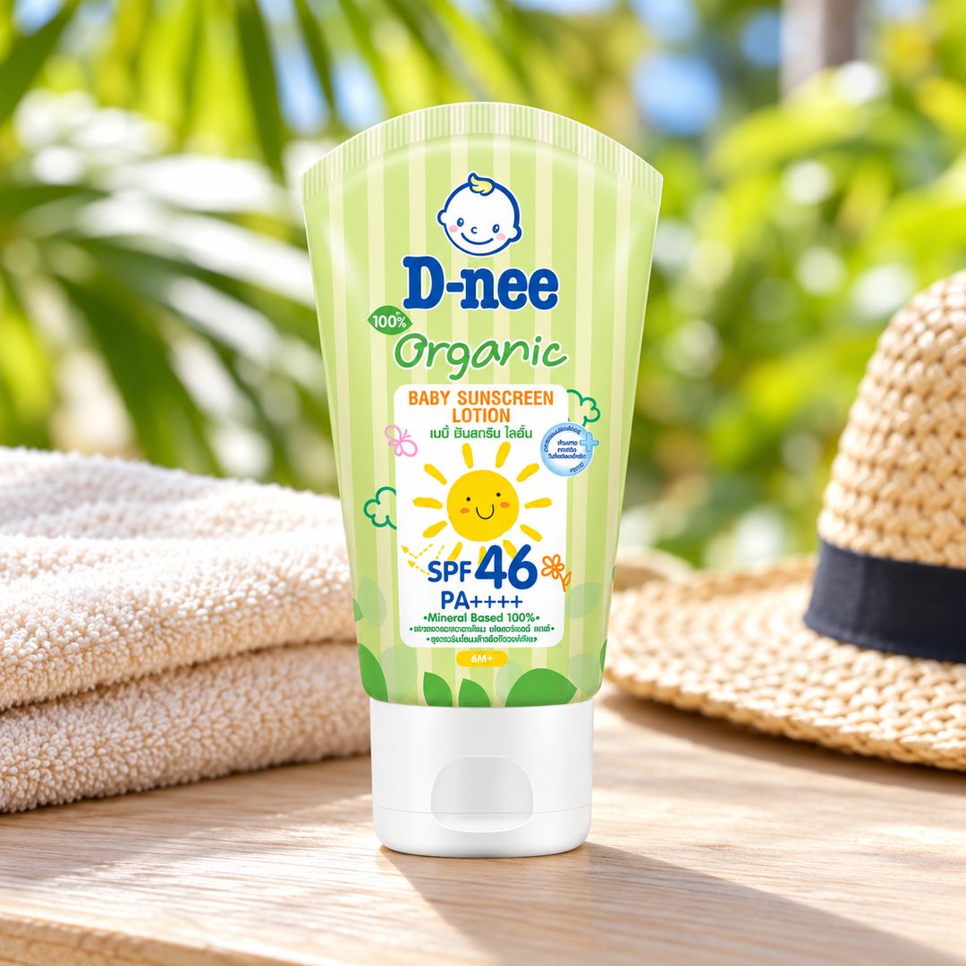 D-nee Organic Baby Sunscreen Lotion SPF46 PA++++ — 50 ml — supporting product photograph; see selected option and pack quantity