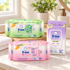D-nee Organic Baby Wipes — 80 Sheets — supporting product photograph; see selected option and pack quantity