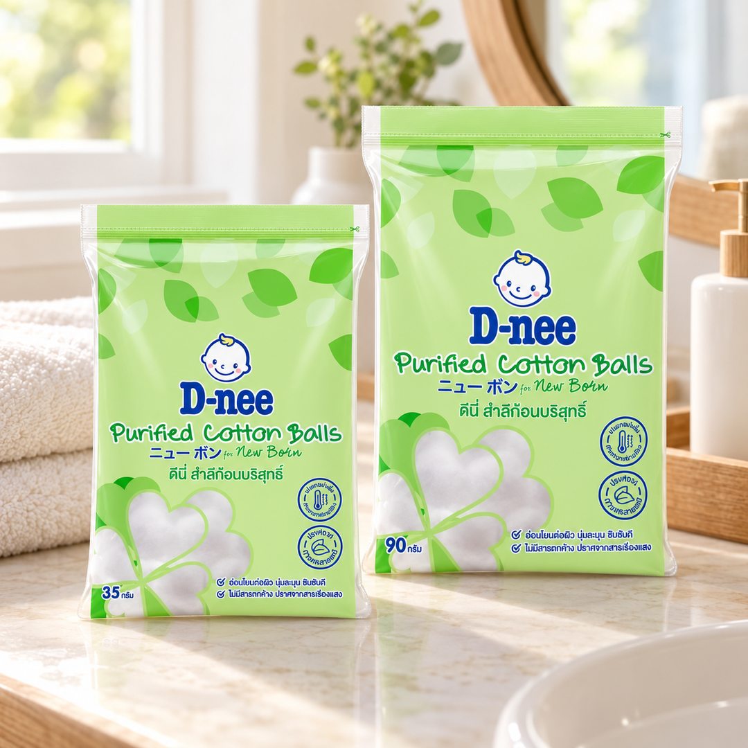 D-nee Purified Cotton Balls — 35 g / 90 g — supporting product photograph; see selected option and pack quantity
