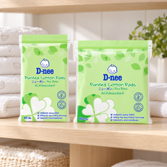D-nee Purified Facial Cotton Pads — 45 g / 100 g — supporting product photograph; see selected option and pack quantity