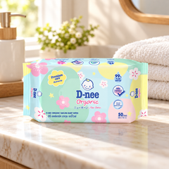 D-nee Organic Sakura Baby Wipes — 50 Sheets — supporting product photograph; see selected option and pack quantity