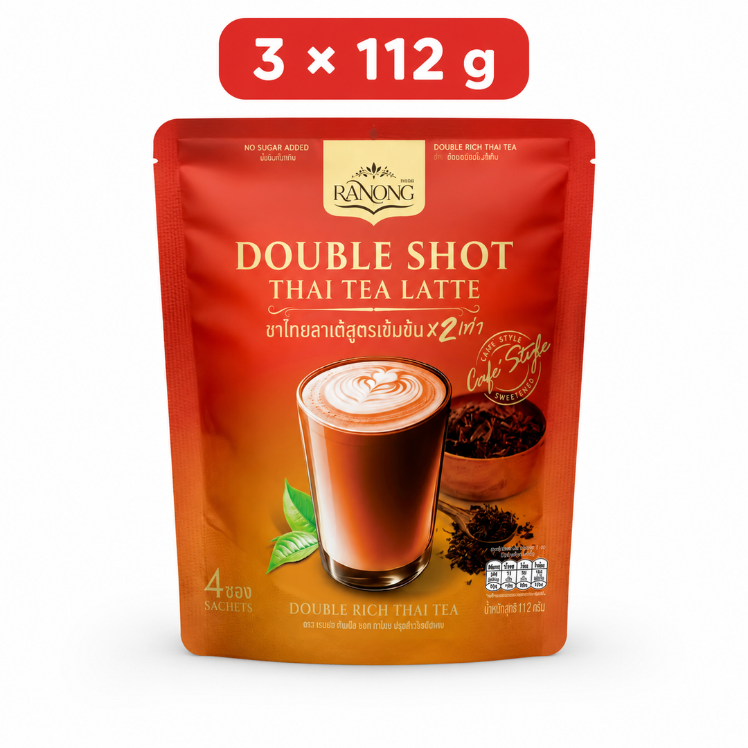 Ranong Double Shot Thai Tea Latte bundle of 3 pouches