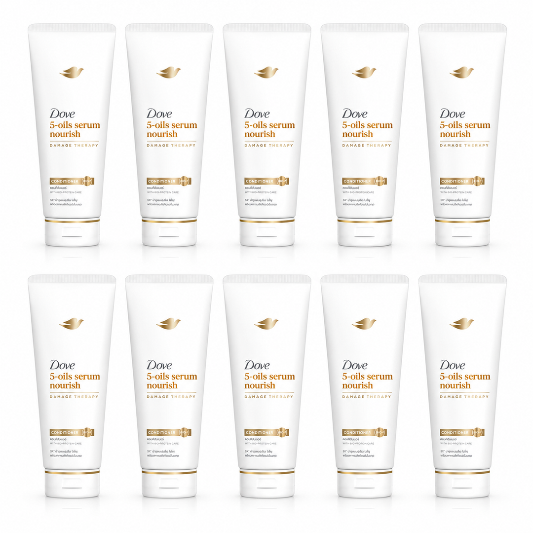 Dove 5-Oils Serum Nourish Damage Therapy Conditioner 350 ml — 10 tubes on white