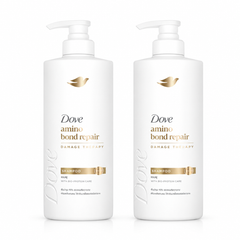 Dove Amino Bond Repair Damage Therapy Shampoo 370 ml — 2 bottles on white