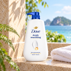 Dove Deeply Nourishing 500 ml — single-bottle lifestyle detail