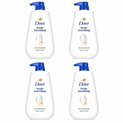 Dove Deeply Nourishing Body Wash 500 ml — 4 bottles on white