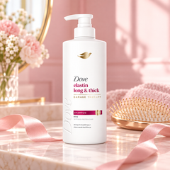 Dove Elastin Long & Thick Damage Therapy Shampoo 380 ml — single-unit lifestyle photograph