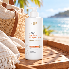 Dove Ferulic+ UV Repair & Glow Damage Therapy Shampoo 370 ml — single-unit lifestyle photograph