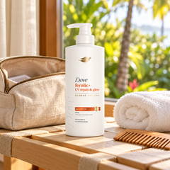 Dove Ferulic+ UV Repair & Glow Damage Therapy Shampoo 370 ml — single-unit lifestyle photograph