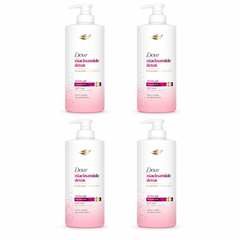 Dove Niacinamide Detox Micellar Shampoo 380 ml — 4 bottles on white