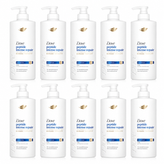 Dove Peptide Intense Repair Damage Therapy Shampoo 380 ml — 10 bottles on white