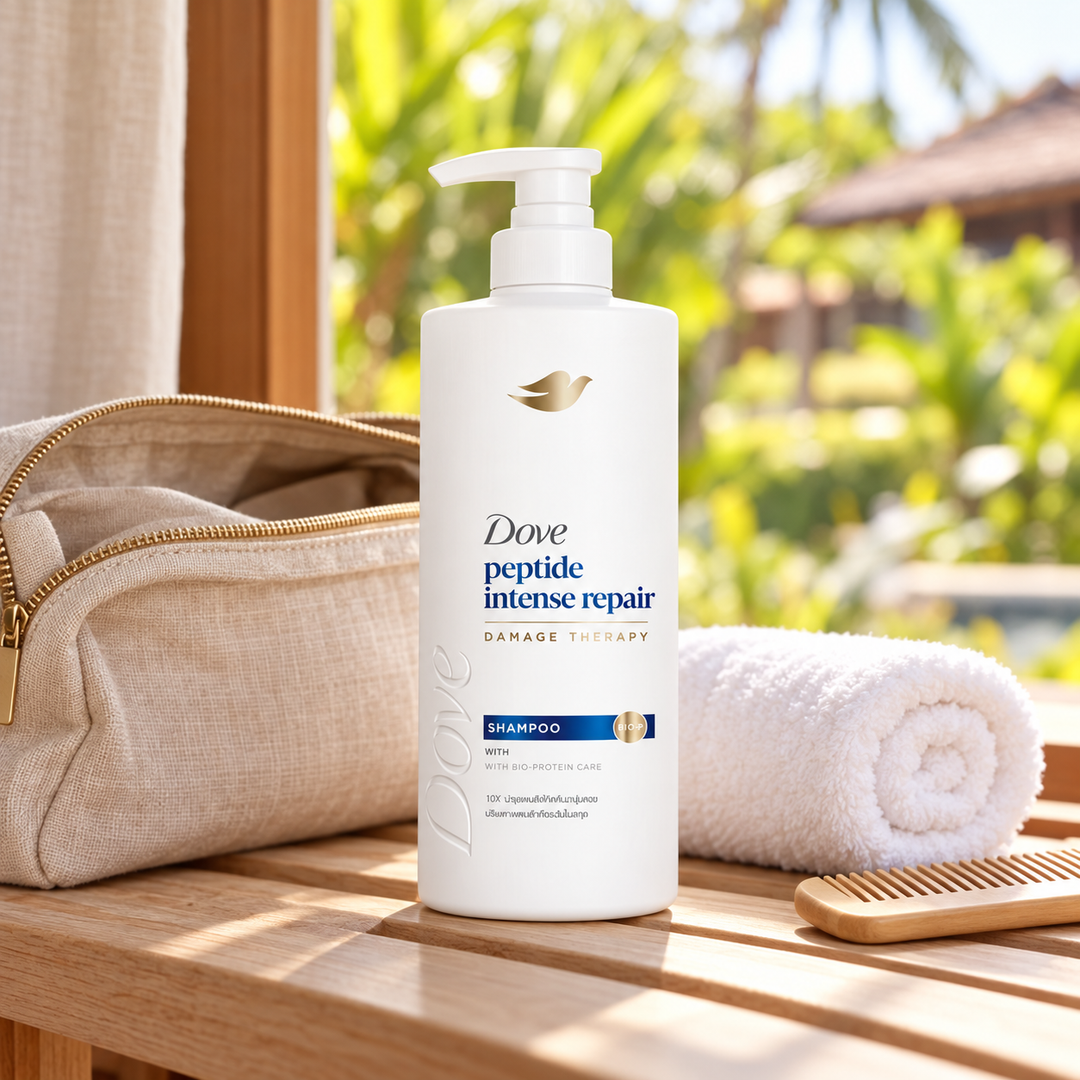 Dove Peptide Intense Repair Damage Therapy Shampoo 380 ml — single-unit lifestyle photograph