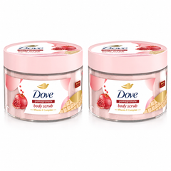 Dove Pomegranate Body Scrub with Vitamin E Complex 280 g — 2 jars on white