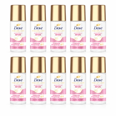Dove Radiant + Care Collagen Deodorant Serum Roll-On 45 ml — 10 bottles on white