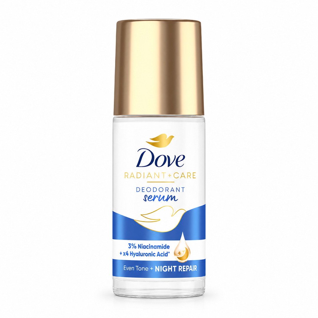 Dove Radiant + Care Night Repair Deodorant Serum Roll-On 45 ml — 1 bottle on white