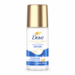 Dove Radiant + Care Night Repair Deodorant Serum Roll-On 45 ml — 1 bottle on white