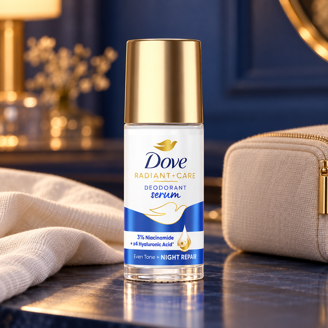 Dove Radiant + Care Night Repair Deodorant Serum Roll-On 45 ml — single-unit lifestyle photograph