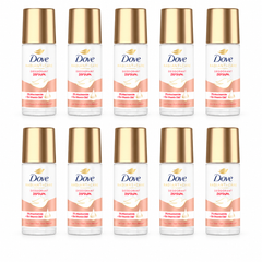 Dove Radiant + Care Vitamin C & E Deodorant Serum Roll-On 45 ml — 10 bottles on white