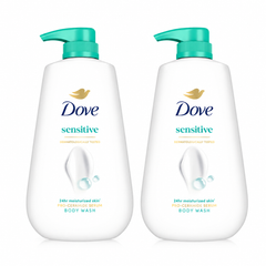 Dove Sensitive Pro-Ceramide Serum Body Wash 500 ml — 2 bottles on white