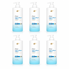 Dove Vegan Collagen Volume Micellar Shampoo 380 ml — 6 bottles on white