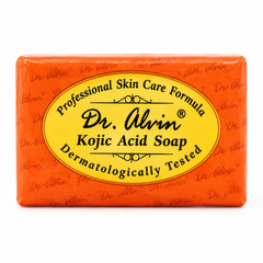 Dr. Alvin Kojic Acid Soap bar and packaging on white background