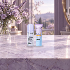 Dr.PONG Dr.PONG activeIN Timeless Bakuchiol Serum 30 ml + B.L.U.E Sunscreen 25 g | Set lifestyle photo with product