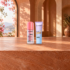 Dr.PONG Dr.PONG activeIN MC1 Melas Clear Serum 30 ml + B.L.U.E Sunscreen 25 g | Set lifestyle photo with product