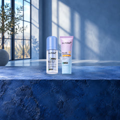 Dr.PONG Dr.PONG activeIN Retinal-X Timeless Serum 30 ml + B.L.U.E Sunscreen 25 g | Set lifestyle photo with product